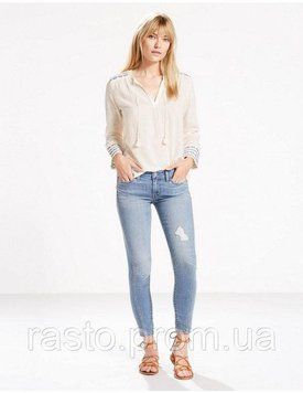 Женские джинсы LEVIS 711 Twisted синеголубые с легкими подратостями W26 W27 оригинал суперстрейчевые L711twisted фото