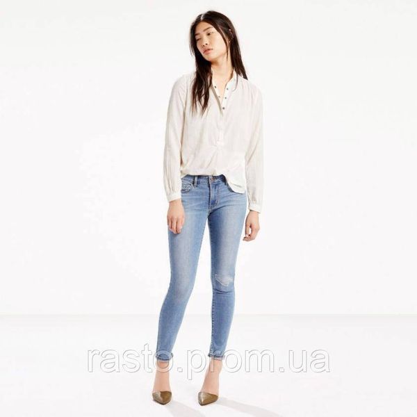 Женские джинсы LEVIS 711 Twisted синеголубые с легкими подратостями W26 W27 оригинал суперстрейчевые L711twisted фото