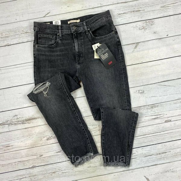 Прямые укороченные джинсы Levis 724 с высокой посадкой, размер W31 черные серые 1432032397 фото