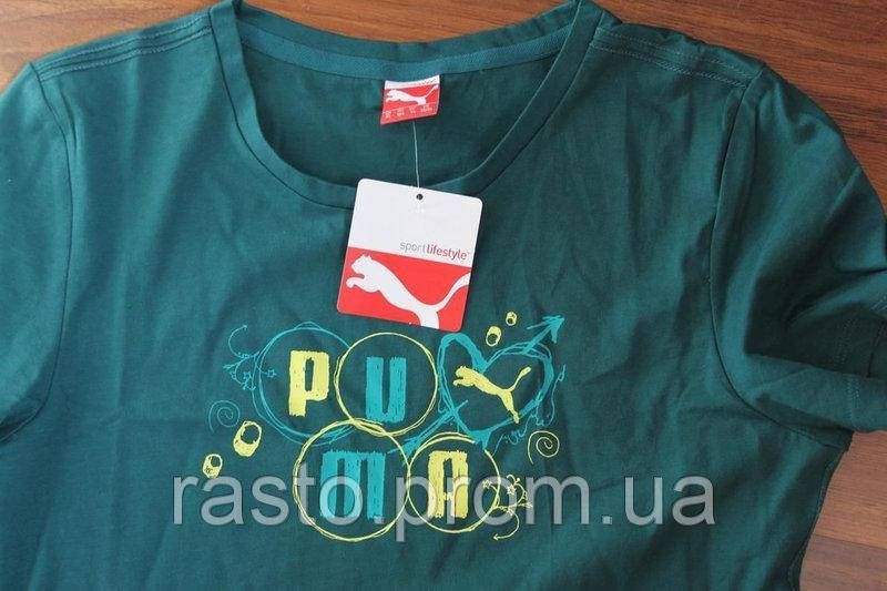Зеленая футболка PUMA оригинал подростковый размер 16 (176) хлопок 1640987055 фото