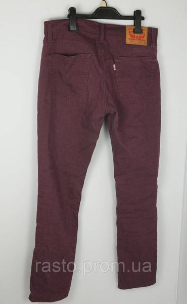 Мужские зауженные джинсы Levi's 511 W32L32 бордовые оригинал 2321674532 фото