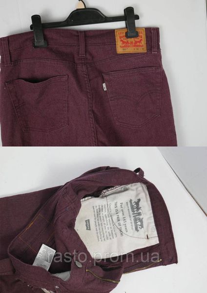 Мужские зауженные джинсы Levi's 511 W32L32 бордовые оригинал 2321674532 фото