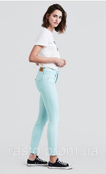 Женские джинсы с высокой посадкой Levis 721 hight rise skinny W26 бирюзовые Lev721golubie фото
