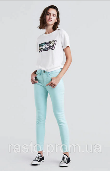 Женские джинсы с высокой посадкой Levis 721 hight rise skinny W26 бирюзовые Lev721golubie фото