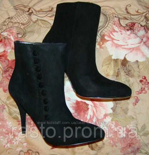 Замшевые классические черные сапоги ботильоны на шпильке Nine West 37,38,40,41 265 фото
