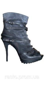 Gunmetal ботильоны серые кожа замша 37, 38 24.5 см Последняя пара! 1119684876 фото